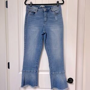 JOHN MARK hi rise cropped frayed hem jeans, size 10